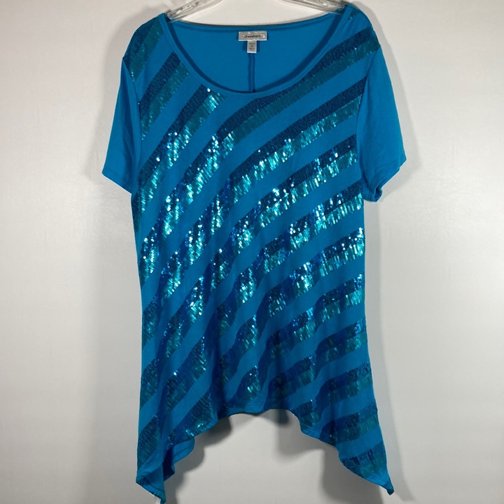 Dressbarn Short Sleeve Pullover Embellished Front Top Size 2X - Picture 1 of 10